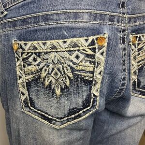 Wallflower Y2K Blue Boot Cut Jeans with Embroidery On Bum
